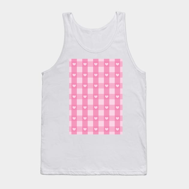 pink gingham, romantic, gingham hearts, valentines day y2k, girly pink aesthetic Tank Top by blomastudios